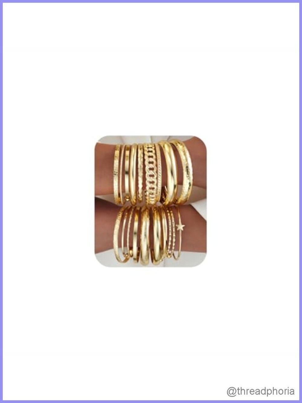 Gold Plated Bangle Bracelets Set for Women - 19 Piece Stackable Party Jewelry